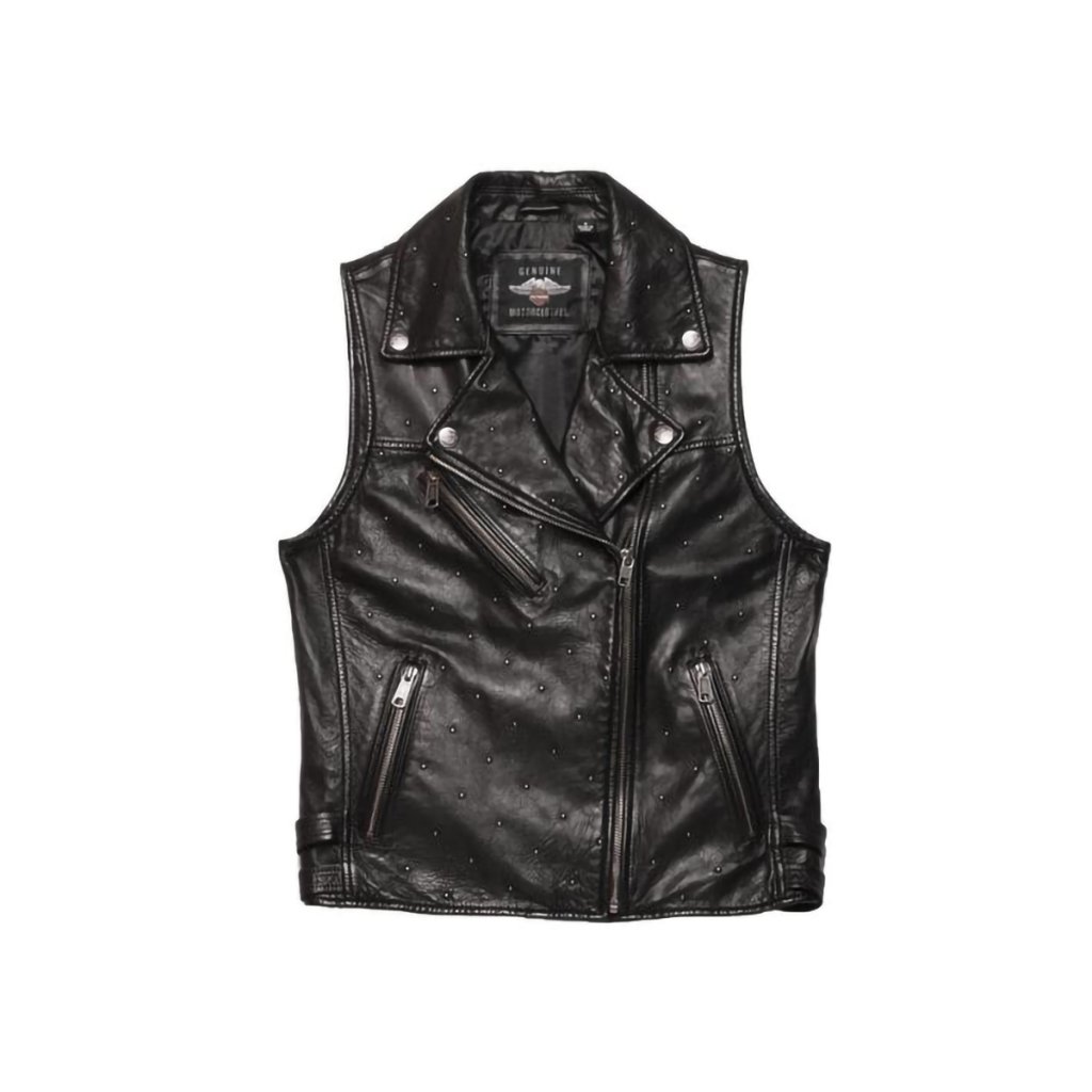 Gilet pelle outlet nero donna